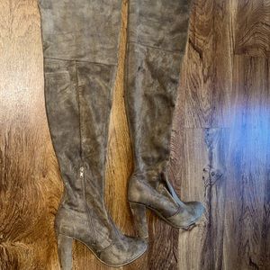 Light Brown Over The Knee Heeled Boots